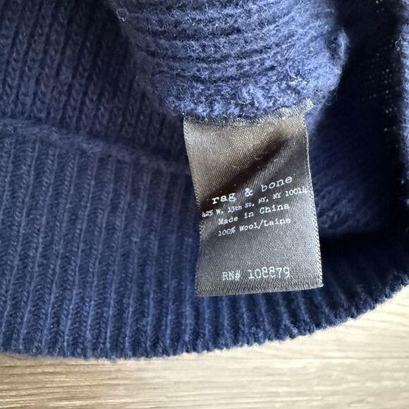 Rag & Bone Navy Blue 100% Wool Knit Cardigan Sweater Size Medium Women's - Picture 6 of 7